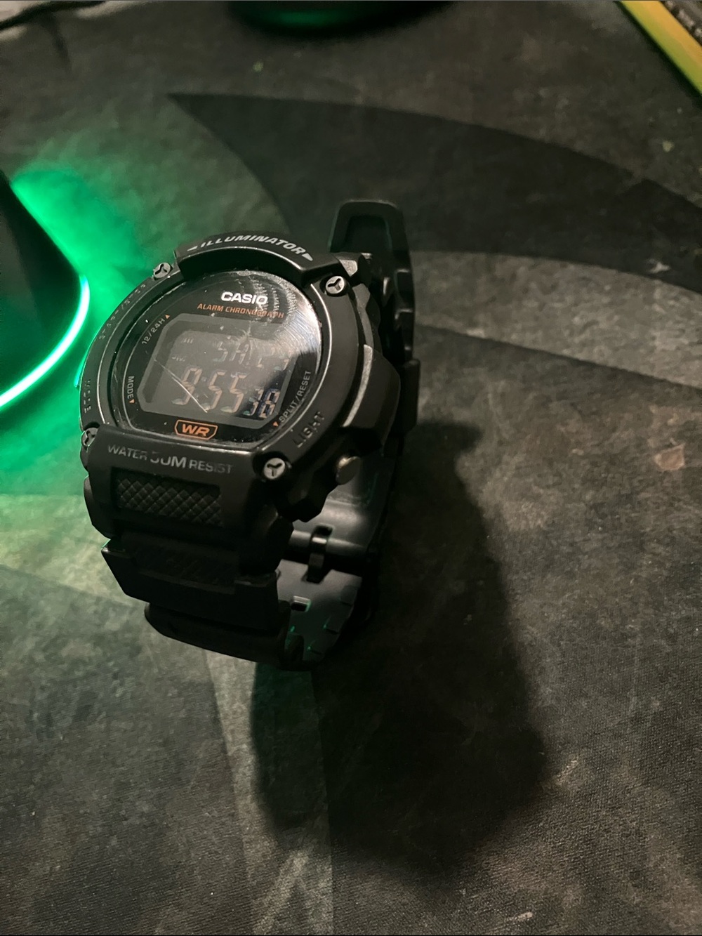 Casio Black Digital Resin Sports Watch with Orange Accent